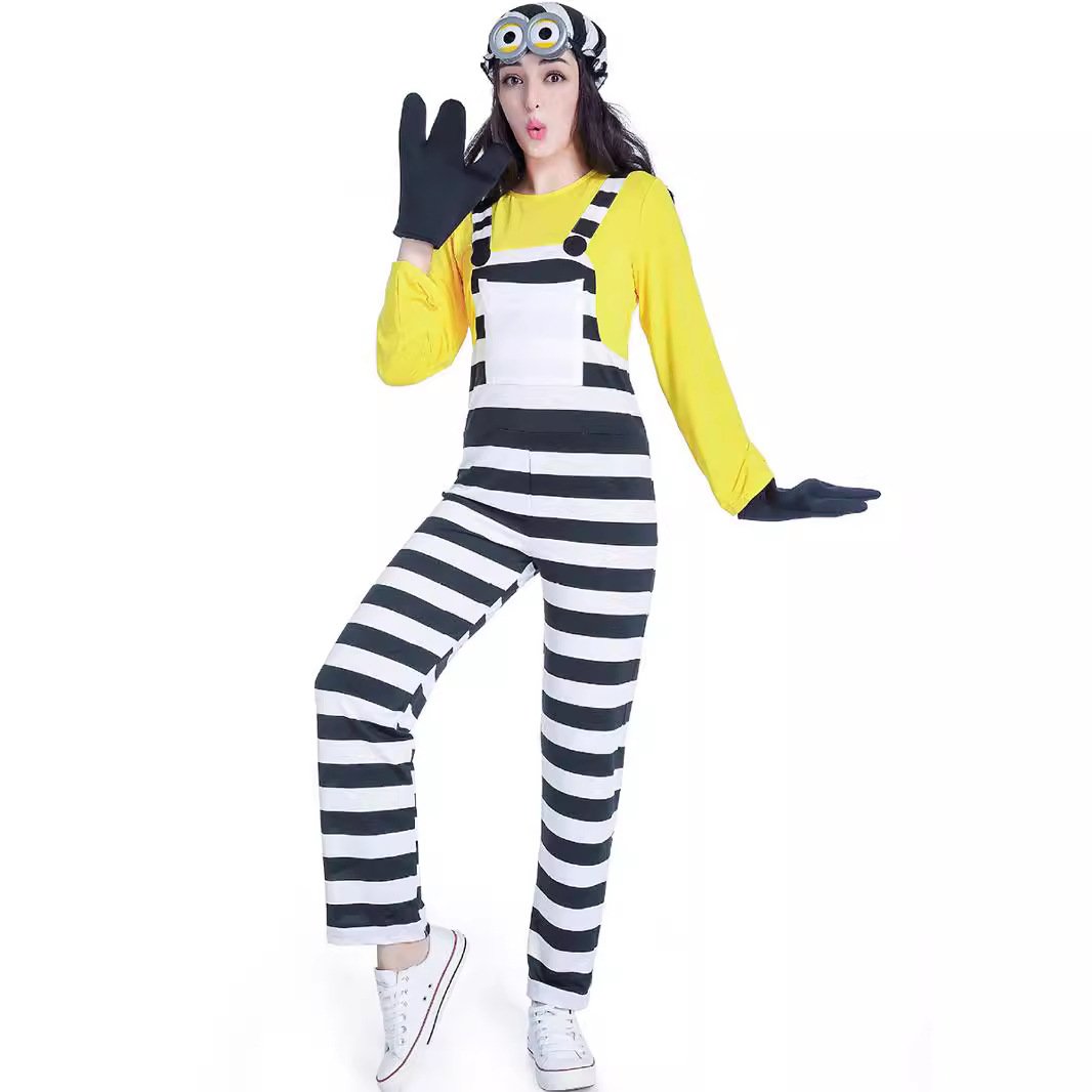 Adult Costume Couples Halloween Outfit Women Men Little Yellow Man Cartoon Cosplay Suit – alternate product view 3