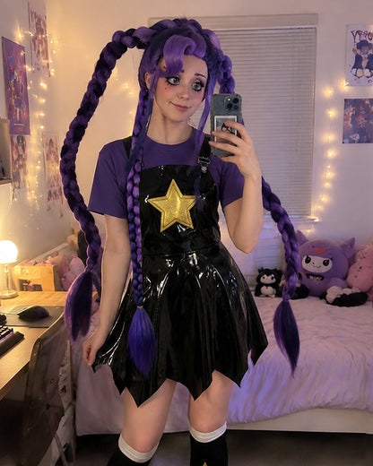 Adult Chapter 5 Lily Costume Purple Horror Game Doll PU Leather Dress T-shirt Matching Leg Sleeves and