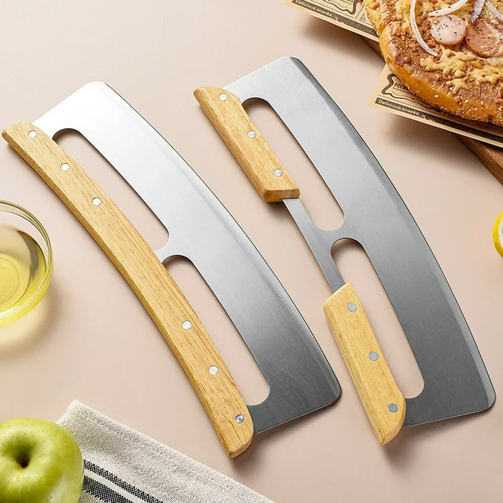 Large pizza cutter with curved stainless steel knife (35 cm) - Bruno