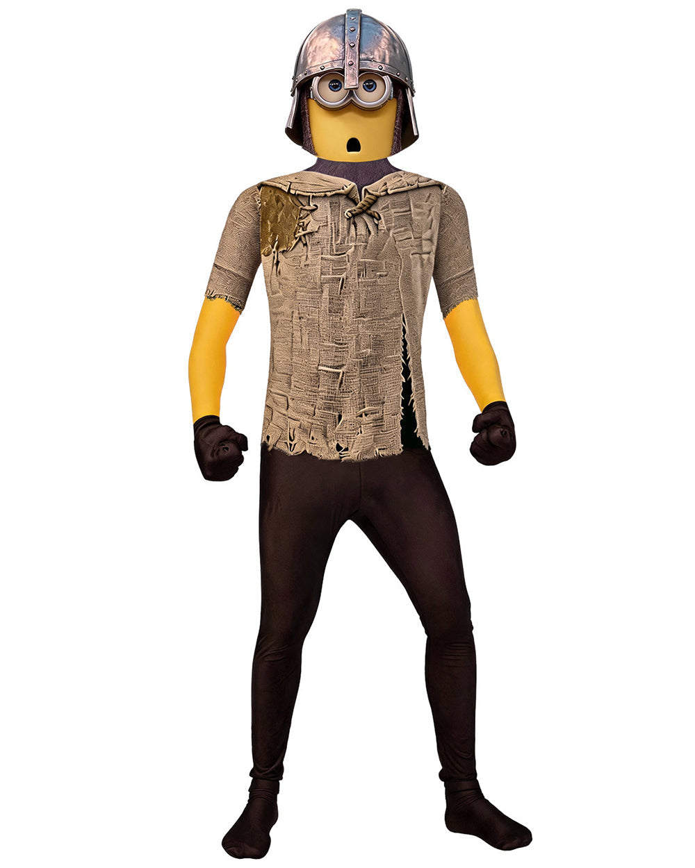 Yellow Medieval Knight Costume Funny Creature Jumpsuit Helmet 2pcs Suit for Cosplay Carnival – alternate product view 3