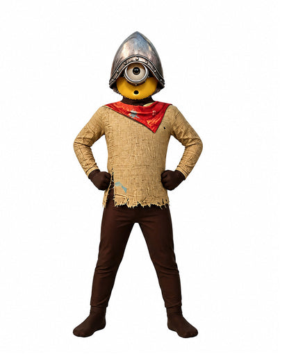 Yellow Medieval Knight Costume Funny Creature Jumpsuit Helmet 2pcs Suit for Cosplay Carnival – alternate product view 6