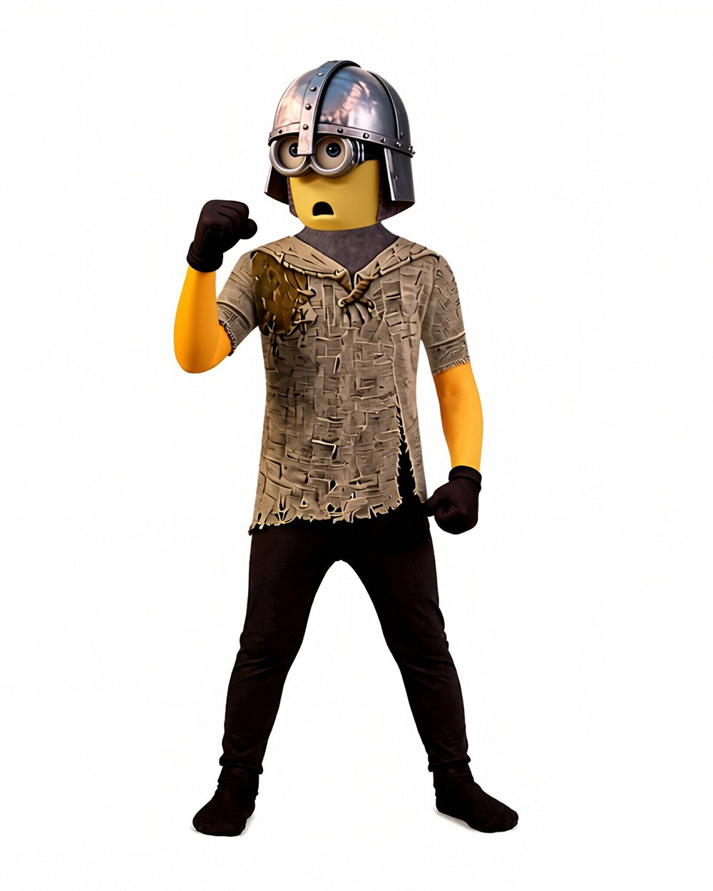 Yellow Medieval Knight Costume Funny Creature Jumpsuit Helmet 2pcs Suit for Cosplay Carnival – alternate product view 5