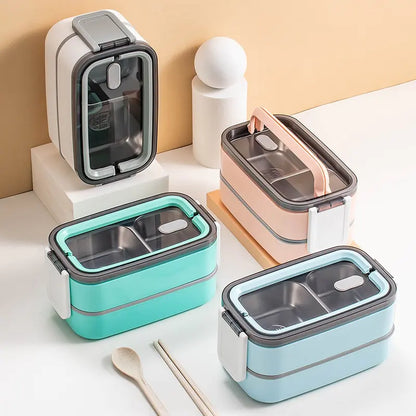 2-Layer Stainless Steel Bento Lunch Box - MealMate