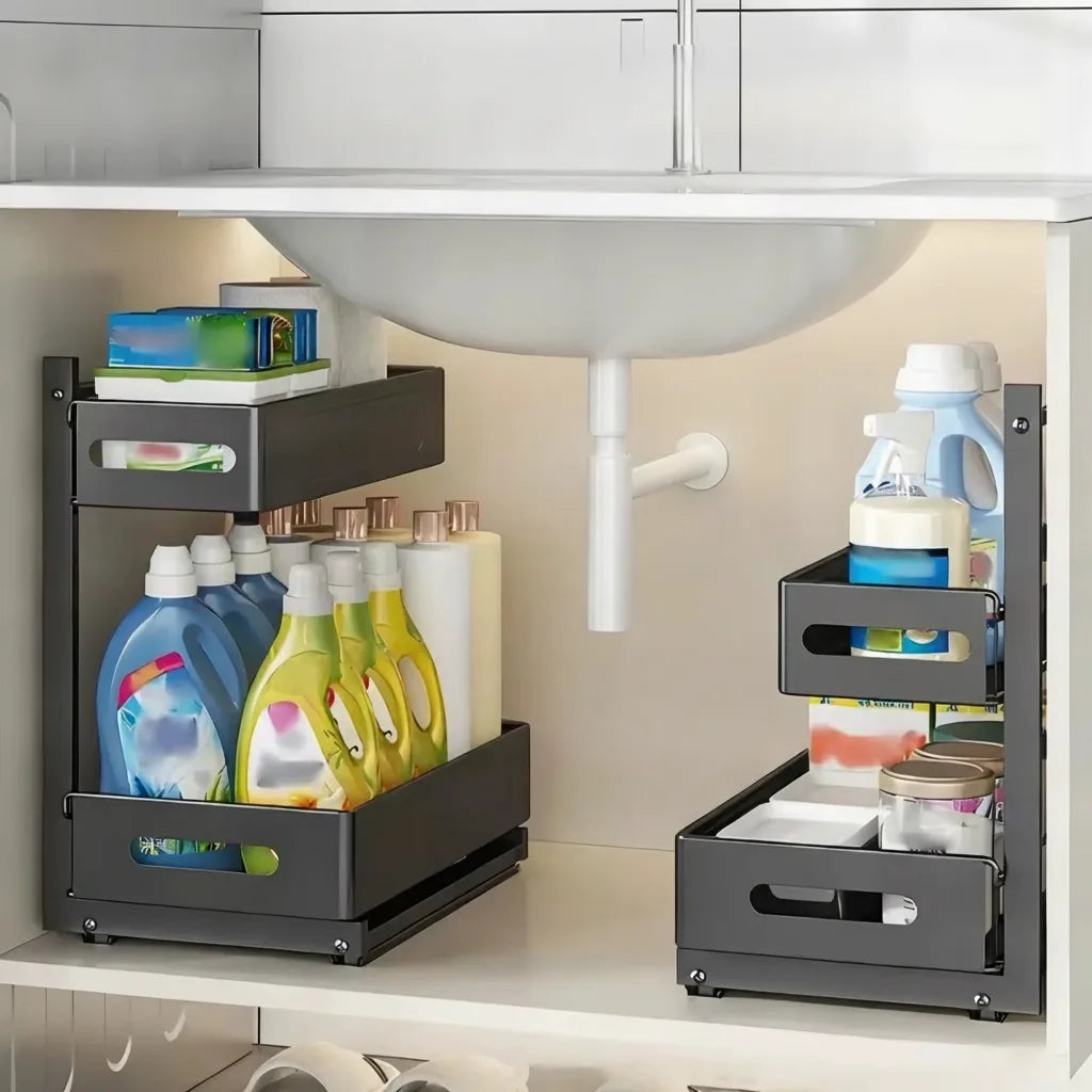 Extendable kitchen cabinet organizer 2 tiers – alternate product view 5