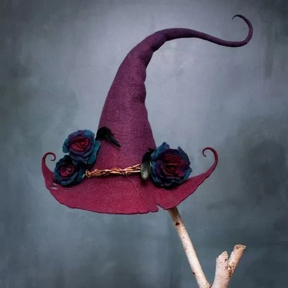 Handcrafted Merino Wool Pointed Costume Hat for Women Adults Halloween Party Cosplay Adjustable Headwear – alternate product 