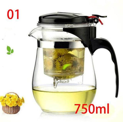 Heat-resistant glass teapot with stainless steel strainer – alternate product view 4
