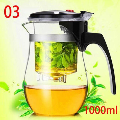 Heat-resistant glass teapot with stainless steel strainer – alternate product view 2