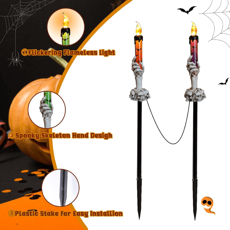 Solar-Power Skull Candle Light Halloween Pathway Decor – alternate product view 5