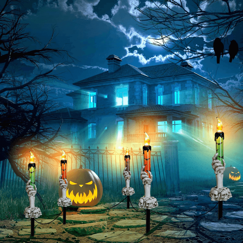 Solar-Power Skull Candle Light Halloween Pathway Decor – alternate product view 7