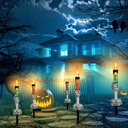 Solar-Power Skull Candle Light Halloween Pathway Decor – alternate product view 7