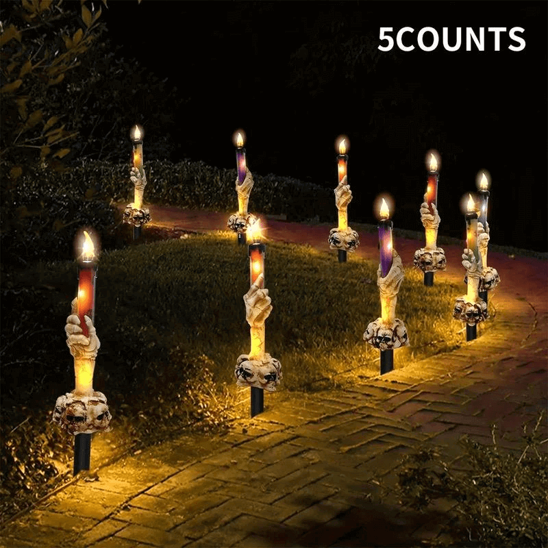 Solar-Power Skull Candle Light Halloween Pathway Decor – alternate product view 3