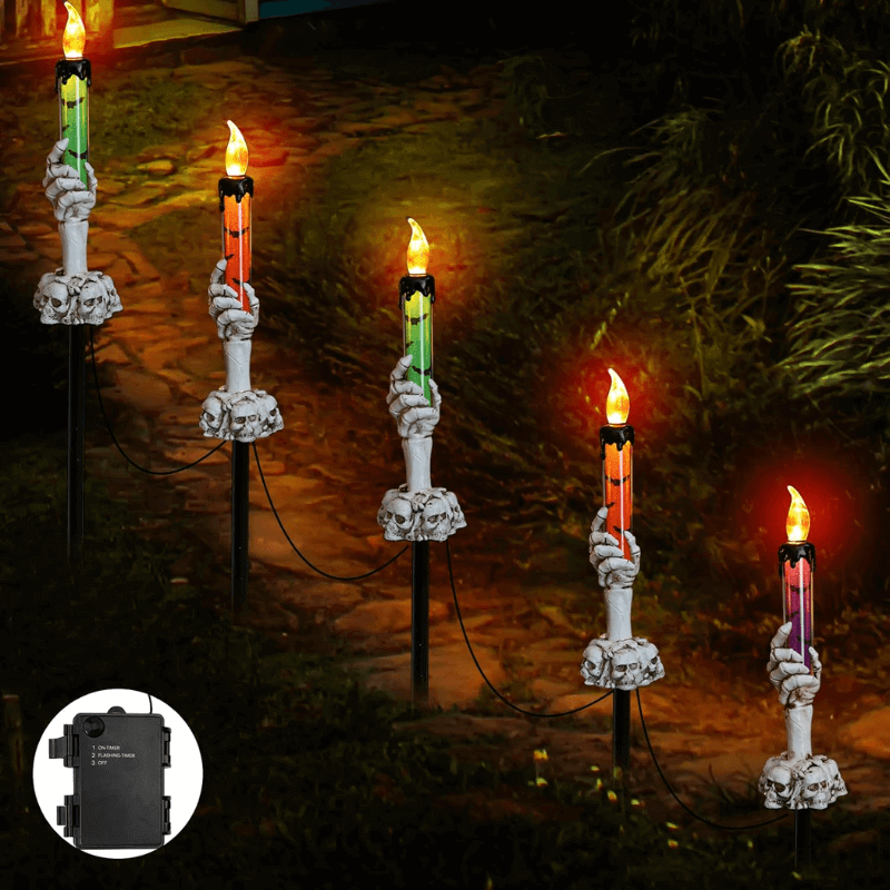 Solar-Power Skull Candle Light Halloween Pathway Decor – alternate product view 2
