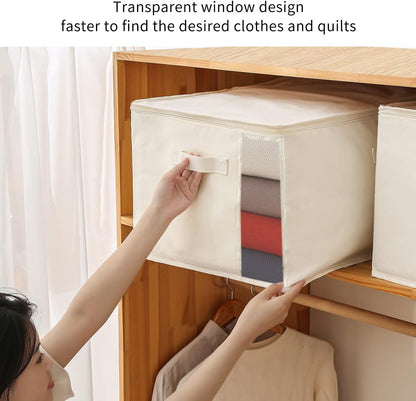 Canvas Clothes Storage Organizer Set - Double Zipper Bag with Handles and Viewing Window – alternate product view 7