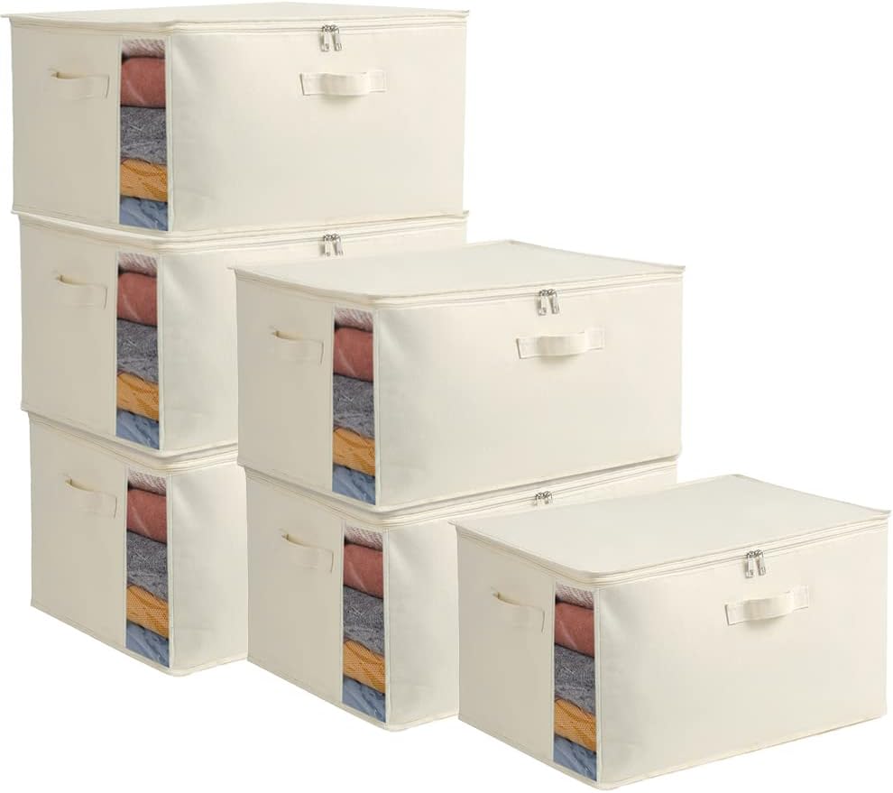 Canvas Clothes Storage Organizer Set - Double Zipper Bag with Handles and Viewing Window – alternate product view 10