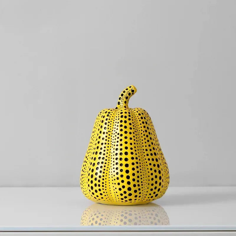 Yellow Resin Figurines Tabletop Accents Set Contemporary Shelf Decor Owl Pear Pumpkin Bird Sculptures 8 – alternate product v