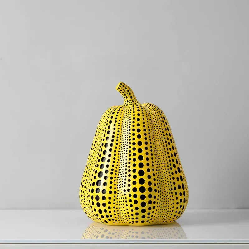 Yellow Resin Figurines Tabletop Accents Set Contemporary Shelf Decor Owl Pear Pumpkin Bird Sculptures 8 – alternate product v