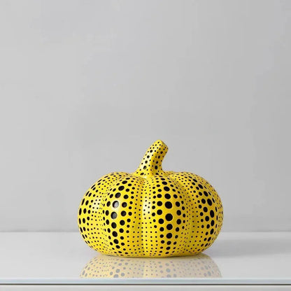 Yellow Resin Figurines Tabletop Accents Set Contemporary Shelf Decor Owl Pear Pumpkin Bird Sculptures 8 – alternate product v