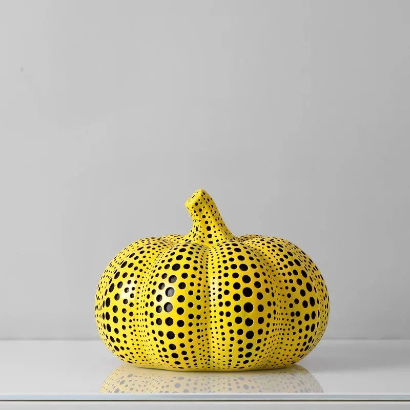 Yellow Resin Figurines Tabletop Accents Set Contemporary Shelf Decor Owl Pear Pumpkin Bird Sculptures 8 – alternate product v