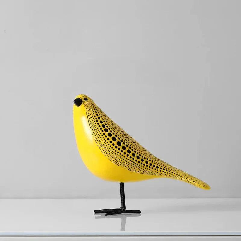 Yellow Resin Figurines Tabletop Accents Set Contemporary Shelf Decor Owl Pear Pumpkin Bird Sculptures 8 – alternate product v