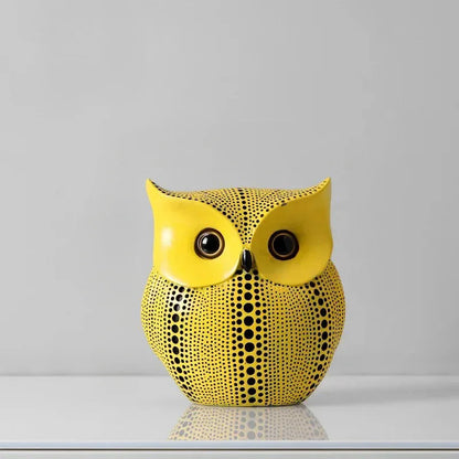 Yellow Resin Figurines Tabletop Accents Set Contemporary Shelf Decor Owl Pear Pumpkin Bird Sculptures 8 – alternate product v