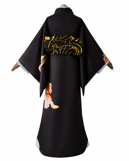 Female Demon King Costume Japanese Traditional Floral Black Kimono Set for Halloween Cosplay – alternate product view 7