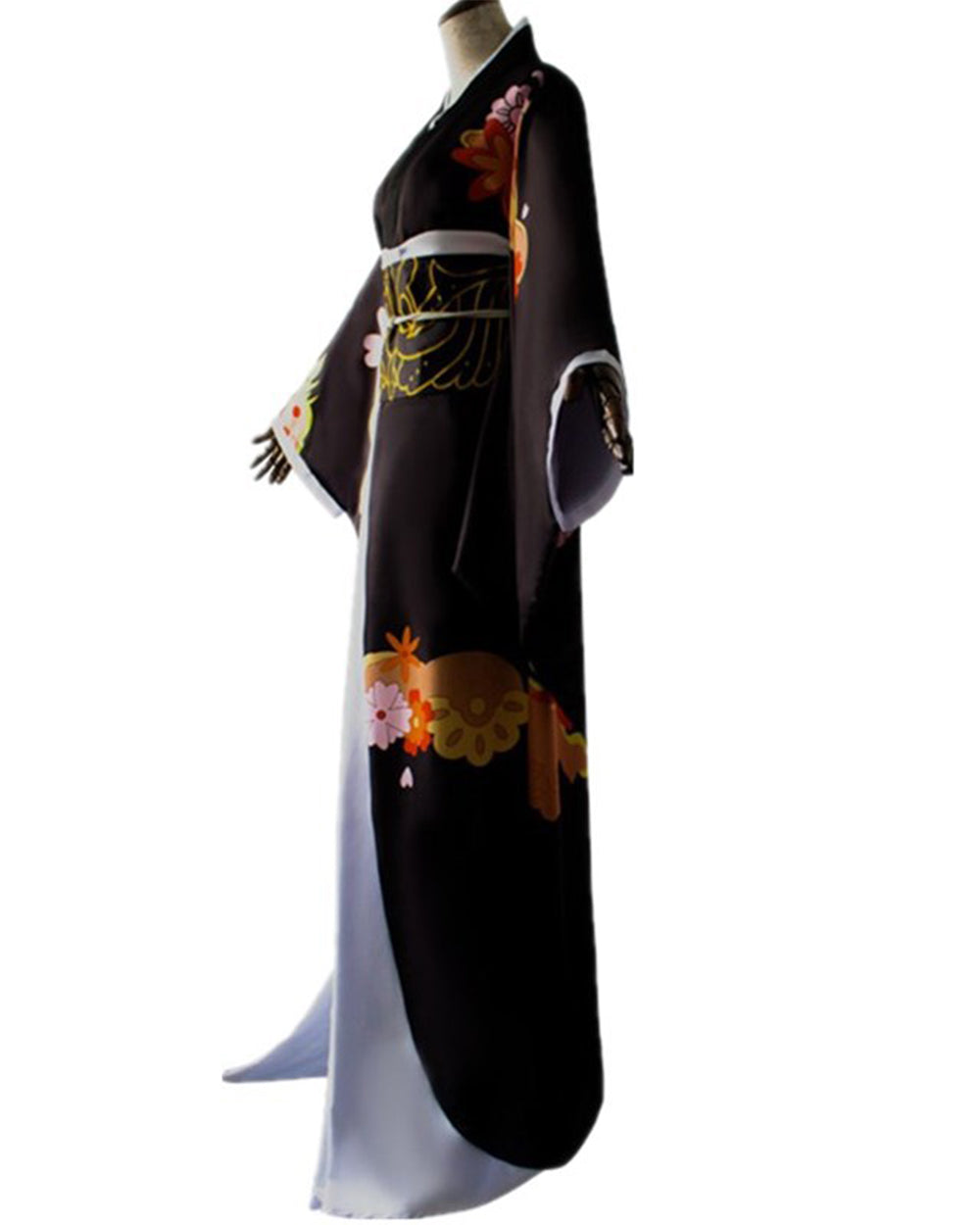 Female Demon King Costume Japanese Traditional Floral Black Kimono Set for Halloween Cosplay – alternate product view 6