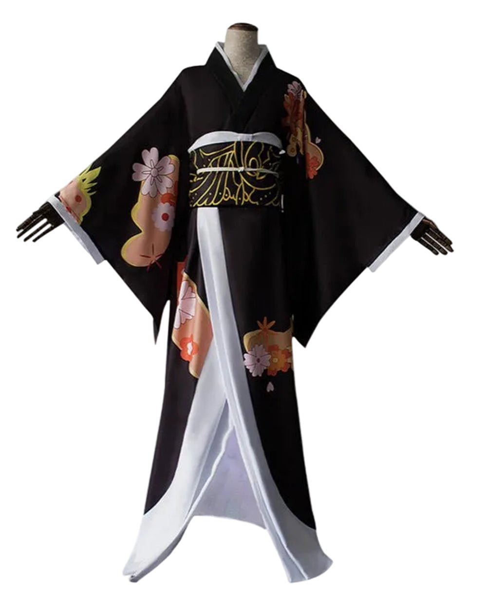 Female Demon King Costume Japanese Traditional Floral Black Kimono Set for Halloween Cosplay – alternate product view 5