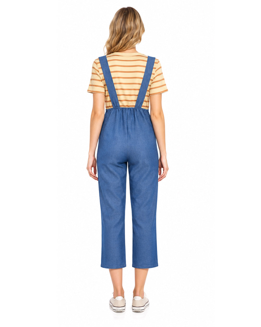 Women Striped Shirt and Denim Overalls Adult Animated Movie Youngest Sister Costume for Halloween – alternate product view 2